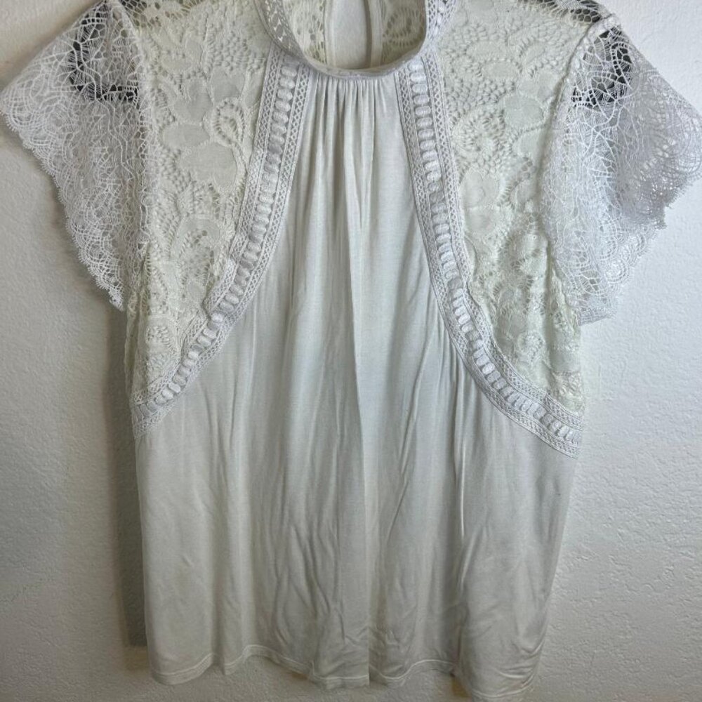 Ivory Lace Detail Blouse by Cable & Gauge Size XL - Picture 5 of 6